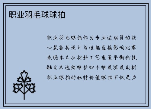 职业羽毛球球拍